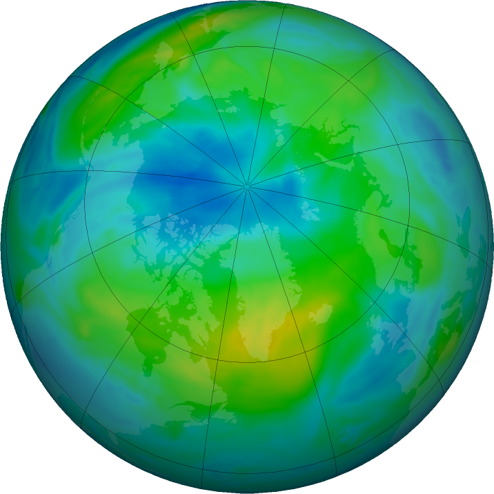 Arctic ozone map for 03 October 2018